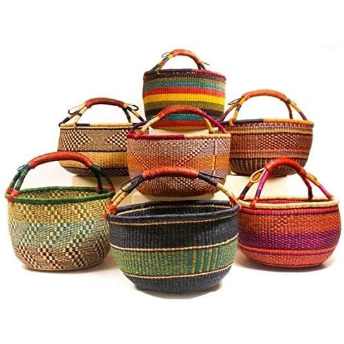  The African Home Goods African Market Basket BOLGA Picnic - Large 14-16 Across (Colors Vary) 1 EA