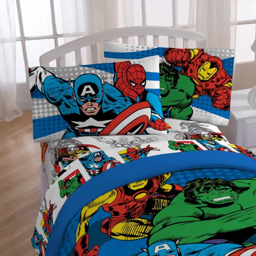  Avengers Marvel Comics Good Guys Microfiber 4 Piece Full Sheet Set