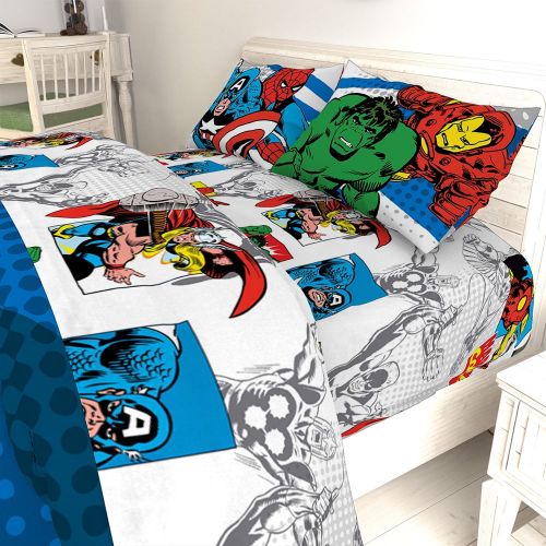  Avengers Marvel Comics Good Guys Microfiber 4 Piece Full Sheet Set