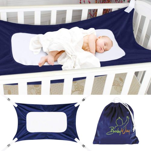  The BabyWay Navy Blue Baby Crib Hammock and in Bed Bassinet | Hanging Mesh Sleep System for...