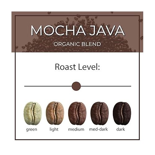  The Bean Organic Coffee Company Mocha Java, Medium Roast, Whole Bean Coffee, 16-Ounce Bags (Pack of 2)