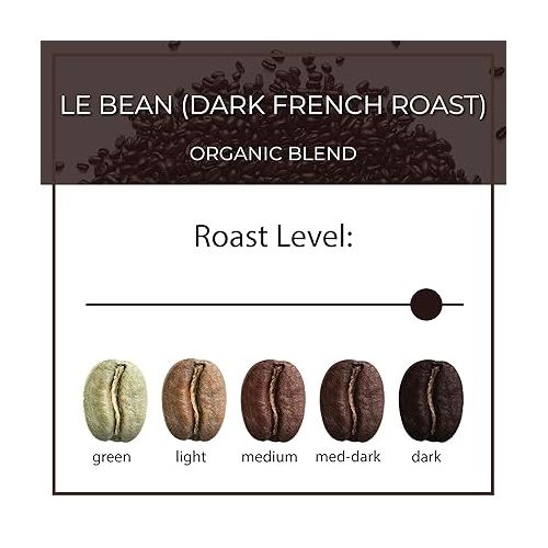  The Bean Organic Coffee Company Le Bean, Dark French Roast, Ground Coffee, 5-Pound Bag, Cafe molido tostado organico