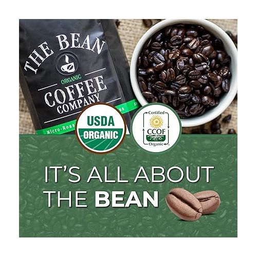  The Bean Organic Coffee Company Le Bean, Dark French Roast, Ground Coffee, 5-Pound Bag, Cafe molido tostado organico