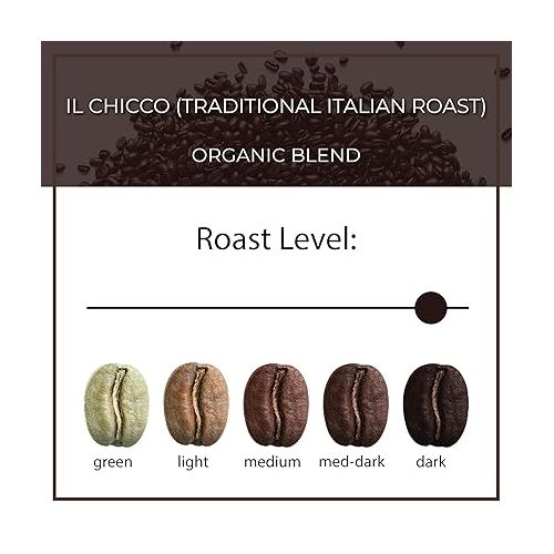  The Bean Organic Coffee Company Il Chicco (Traditional Italian Roast), Dark Roast, Whole Bean Coffee, 5-Pound Bag