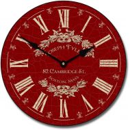 The Big Clock Store Charmant Red Wall Clock, Available in 8 sizes, Most Sizes Ship 2-3 days, Whisper Quiet.