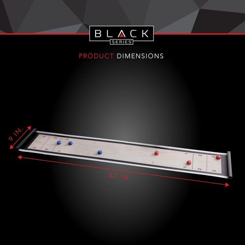  THE BLACK SERIES Tabletop Shuffleboard and Bowling 2 in 1 Set with Roll-Up Game Board