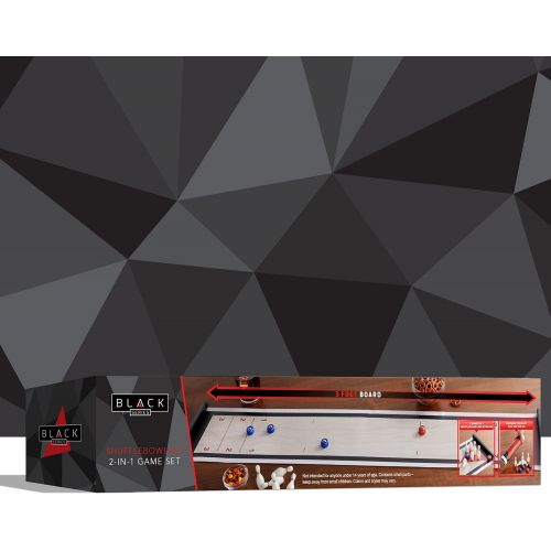  THE BLACK SERIES Tabletop Shuffleboard and Bowling 2 in 1 Set with Roll-Up Game Board