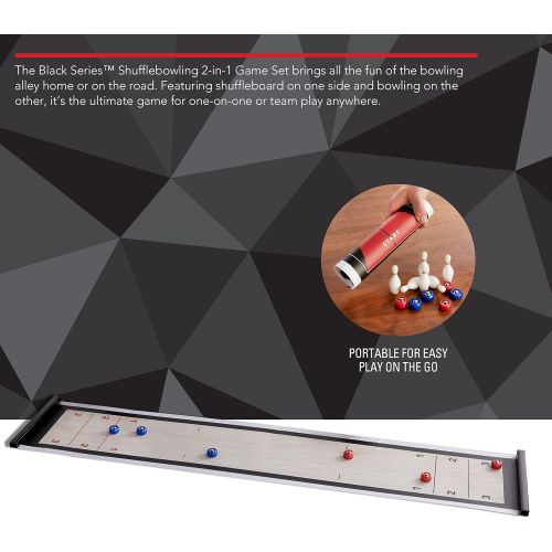  THE BLACK SERIES Tabletop Shuffleboard and Bowling 2 in 1 Set with Roll-Up Game Board