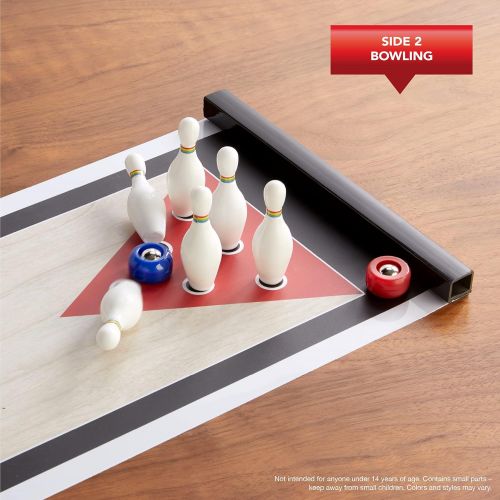  THE BLACK SERIES Tabletop Shuffleboard and Bowling 2 in 1 Set with Roll-Up Game Board