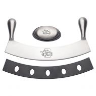 The Bold Bees 12 Stainless Steel Mezzaluna Knife with Cover & FREE Stainless Steel Soap Bar | Eco Friendly | Pizza Cutter | Fruit, Vegetable & Salad Chopper & Dicer | Herb Mincer |