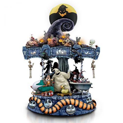  The Bradford Exchange Tim Burtons The Nightmare Before Christmas Rotating Musical Carousel Sculpture: Lights Up