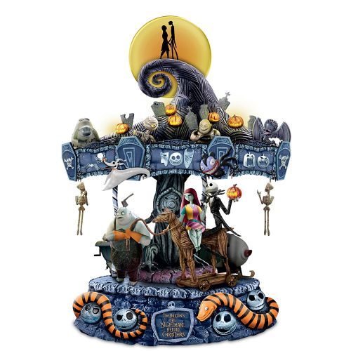  The Bradford Exchange Tim Burtons The Nightmare Before Christmas Rotating Musical Carousel Sculpture: Lights Up