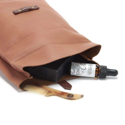  The Brighton Beard Company Brighton Beard Company Leather Roll Down Ditty Bag 15 x 15 x 6cm