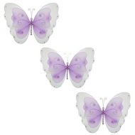The Butterfly Grove Sasha Butterfly Mesh/Nylon 3D Hanging Decoration Weddings Girls Bedroom Baby Nursery Room Birthday Party Craft (Small - 5 - Set of 3 x 4, Purple Wisteria)