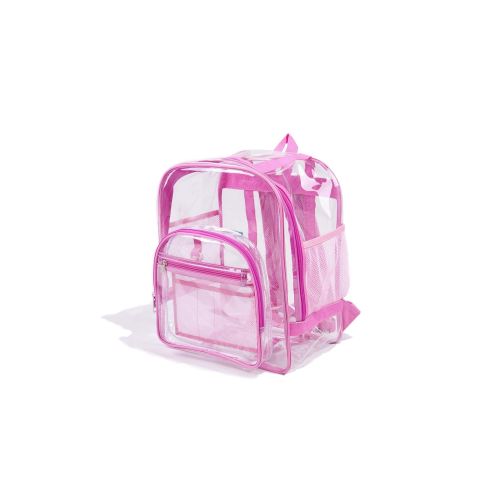  The Clear Bag Store Heavy Duty Clear Backpacks For Adults, Men, Women and Kids - Perfect for School and Work - 3 Sizes Black or Pink