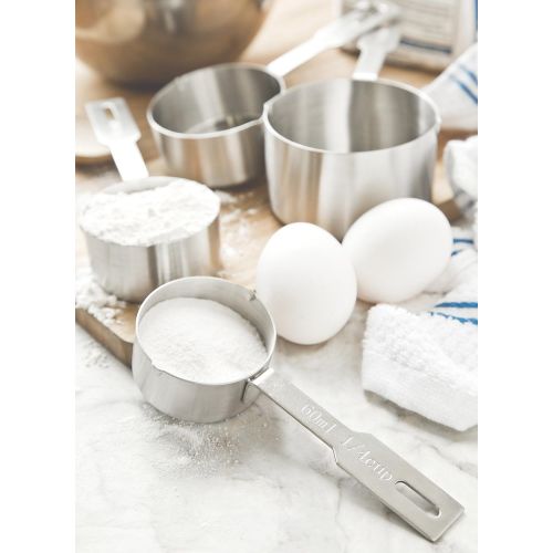  The Culinary Junction Essentials Starter Kit, Stainless Steel, With Set of 6 Mixing Bowls, 4 Measuring Cups, Measuring Spoons, 6 Rectangular Measuring Spoons, and 1 Flat Wire Whisk