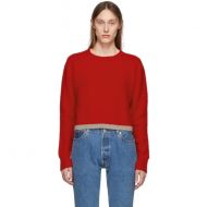 The Elder Statesman Red Cashmere Simple Line Cropped Sweater