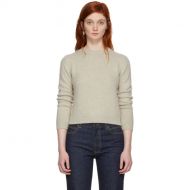 The Elder Statesman Off-White Cashmere Simple Cropped Crewneck Sweater