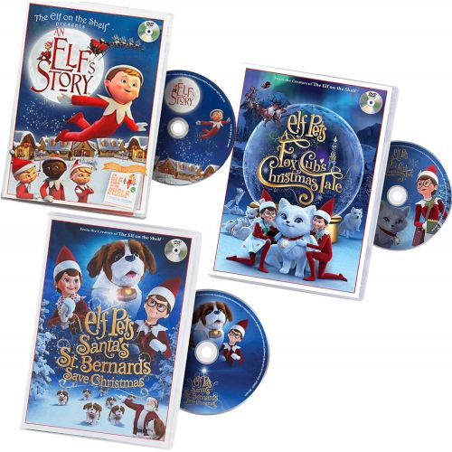  [아마존베스트]The Elf on the Shelf Animated DVD Movie Complete Pack: Santas Reindeer Rescue, Santas St. Bernards Save Christmas, A Fox Cubs Tale, an Elfs Story & Joy Bag