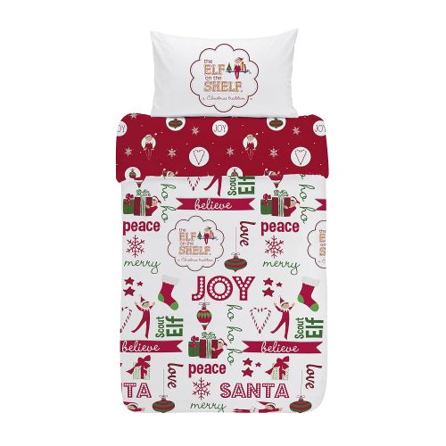  The Elf on the Shelf Elf on the Shelf 2 Piece UK SingleUS Twin Duvet Cover and Pillowcase Set, Cotton