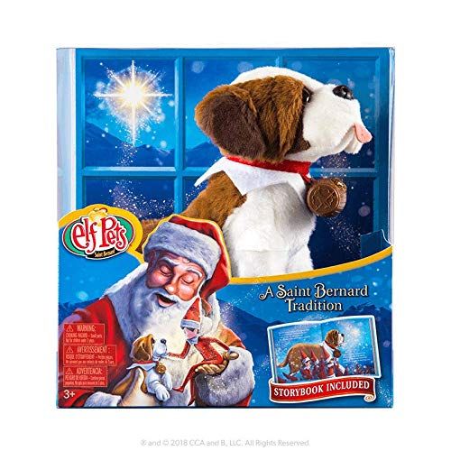  The Elf on the Shelf Play Bundle Blue Eye boy Elf, Totally Tubular Snow Set, Elf Pet Saint Bernard, Santa’s St. Bernards Save Christmas DVD, Bonus Scout Elves at Play Set