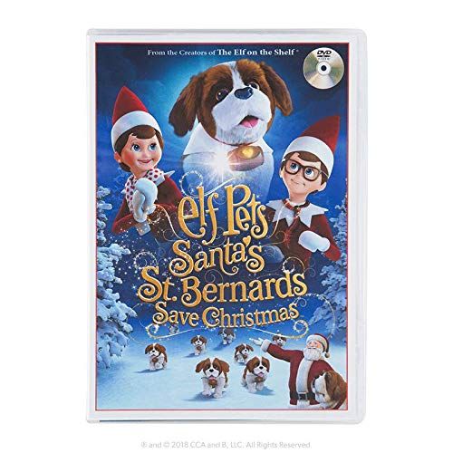  The Elf on the Shelf Play Bundle Blue Eye boy Elf, Totally Tubular Snow Set, Elf Pet Saint Bernard, Santa’s St. Bernards Save Christmas DVD, Bonus Scout Elves at Play Set