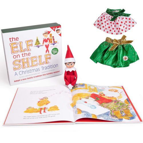  The Elf on the Shelf - Girl Elf Edition with North Pole Blue Eyed Girl Elf , Bonus Pair of Party Skirts, and Girl-character Themed Storybook