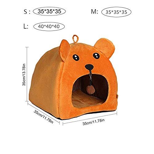  The End of the Desert Bear Cartoon Style Flannel Warm Collapsible pet nest, pet cat Dog yurt with Ball Toy Sleeping Sofa, cat Sleeping Bag pet Bag Soft Warm Washable cat Bed