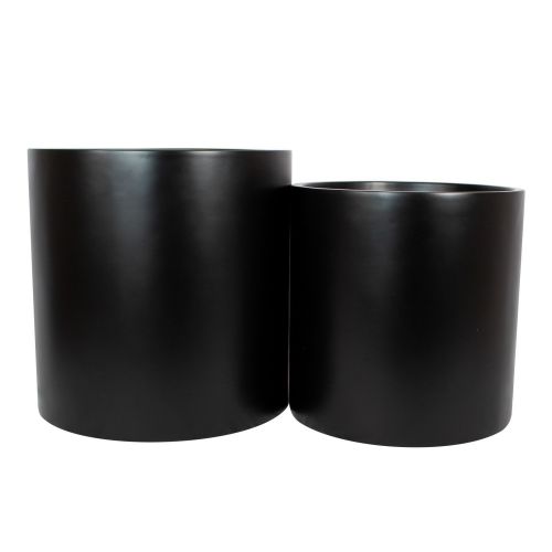  The Fiberglass Depot Brea Round Cylinder Fiberglass Planter (D:16 x H:16, Matte Black)