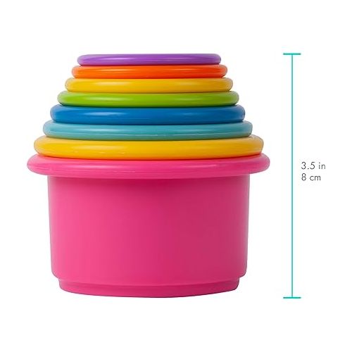 The First Years Stack & Count Stacking Cups - Colorful Baby Stacking Water Toys Set - Stackable Cups for Learning - Baby Bath Toys - Toddler Water Table Toys - 8 Count