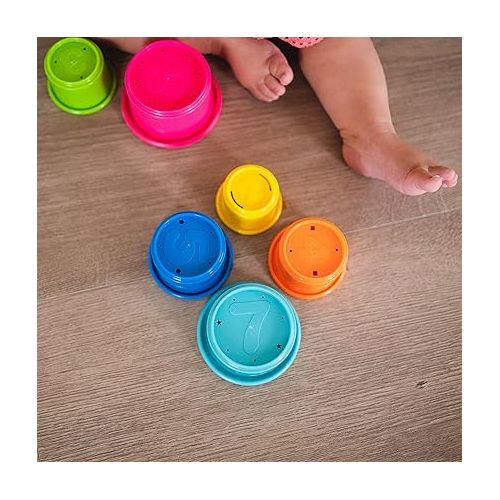  The First Years Stack & Count Stacking Cups - Colorful Baby Stacking Water Toys Set - Stackable Cups for Learning - Baby Bath Toys - Toddler Water Table Toys - 8 Count