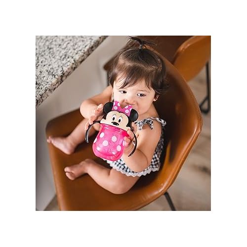  The First Years Disney Minnie Mouse Trainer Straw Cup - Disney Toddler Cups with Straw - 9 Months and Up - 7 Oz