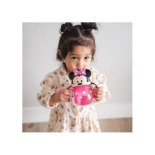  The First Years Disney Minnie Mouse Trainer Straw Cup - Disney Toddler Cups with Straw - 9 Months and Up - 7 Oz