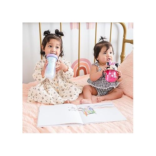  The First Years Disney Minnie Mouse Trainer Straw Cup - Disney Toddler Cups with Straw - 9 Months and Up - 7 Oz