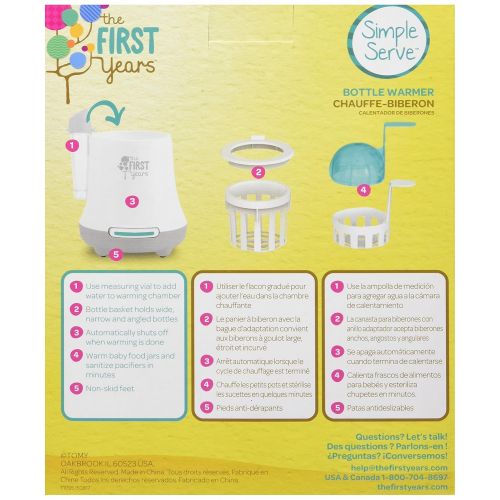  [아마존베스트]The First Years 2-in-1 Simple Serve Bottle Warmer | Quickly Warm Bottles of Breastmilk or Formula | Santize Pacifiers | Compact Design | Holds Wide Narrow and Angled Bottles