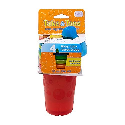  [아마존베스트]The First Years Take & Toss Spill-Proof Sippy Cups, 10 Ounce, 4 Count