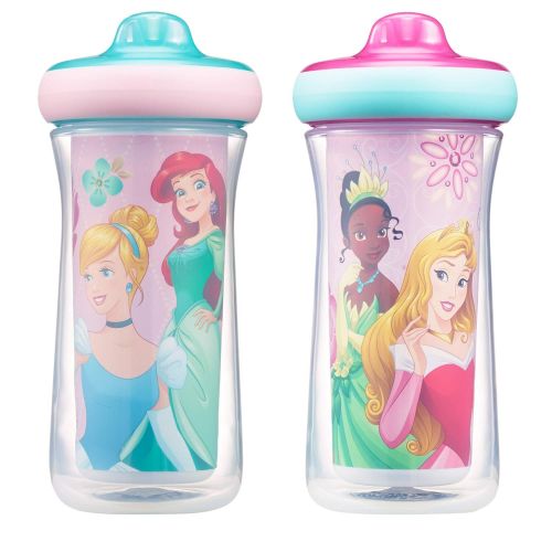  [아마존베스트]The First Years Disney Princess Insulated Hard Spout Sippy Cups 9 Oz, 2pk | Scan with Free Share the Smiles App for Cute Animation | Share with Friends | Leak Proof Cups | Keeps Drinks Cool | Drop