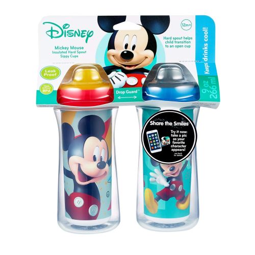  [아마존베스트]The First Years Disney Mickey Mouse Insulated Hard Spout Sippy Cups 9 Oz, 2pk | Scan with Free Share the Smiles App...