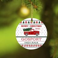 The Fun Gift Christmas Tree Ornaments Decorations Merry Christmas 2021 Gift Gosport Indiana Ornament Ugly Holiday Party Xmas Family Gifts Rustic Home Sweet Home MDF Plastic 3 White