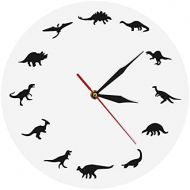 The Geeky Days Dinosaurs Silhouette Wall Clock Creative Animal Nursery Wall Art Decor Kid Room Personalised Dinosaur Clock Modern Silent Quartz Iconic Acrylic Clock Dinosaur Lover