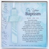 [아마존베스트]The Grandparent Gift Co. On Your Baptism Beautiful Baby Handmade Aqua Glass Cross