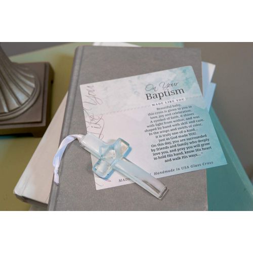  [아마존베스트]The Grandparent Gift Co. On Your Baptism Beautiful Baby Handmade Aqua Glass Cross