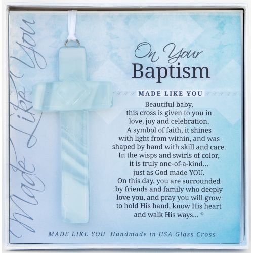  [아마존베스트]The Grandparent Gift Co. On Your Baptism Beautiful Baby Handmade Aqua Glass Cross