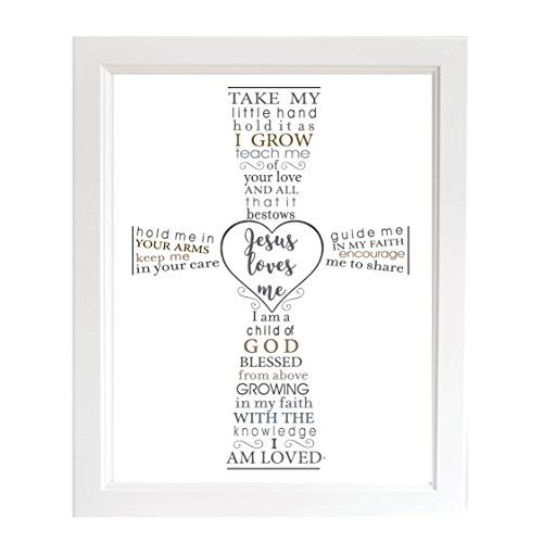  [아마존베스트]The Grandparent Gift Co. The Grandparent Gift Jesus Loves Me Frame for Babys Baptism or Christening, White Frame