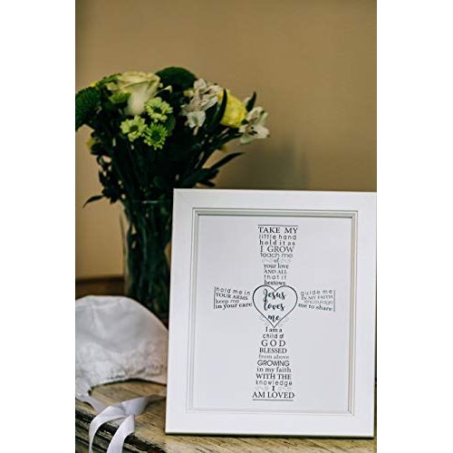  [아마존베스트]The Grandparent Gift Co. The Grandparent Gift Jesus Loves Me Frame for Babys Baptism or Christening, White Frame