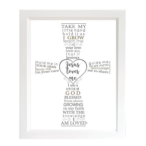  [아마존베스트]The Grandparent Gift Co. The Grandparent Gift Jesus Loves Me Frame for Babys Baptism or Christening, White Frame