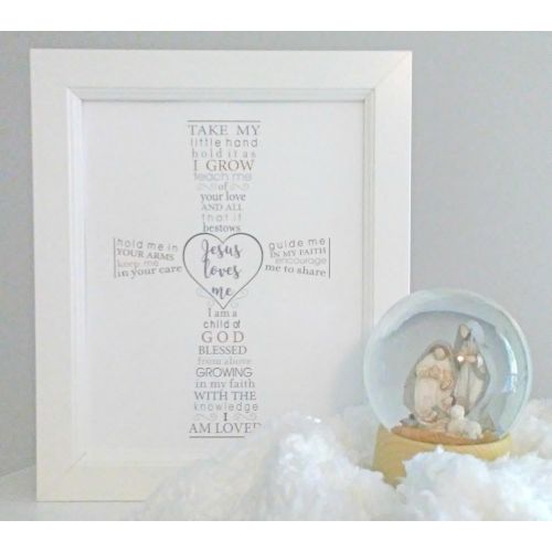  [아마존베스트]The Grandparent Gift Co. The Grandparent Gift Jesus Loves Me Frame for Babys Baptism or Christening, White Frame