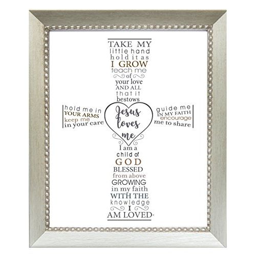  [아마존베스트]The Grandparent Gift Co. The Grandparent Gift Jesus Loves Me Frame for Babys Baptism or Christening, Silver Frame