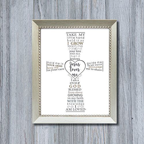  [아마존베스트]The Grandparent Gift Co. The Grandparent Gift Jesus Loves Me Frame for Babys Baptism or Christening, Silver Frame