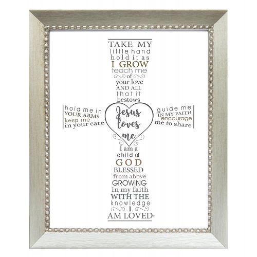  [아마존베스트]The Grandparent Gift Co. The Grandparent Gift Jesus Loves Me Frame for Babys Baptism or Christening, Silver Frame